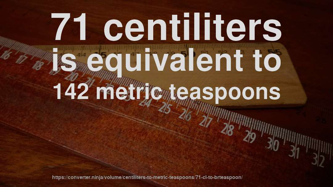 71 centiliters is equivalent to 142 metric teaspoons