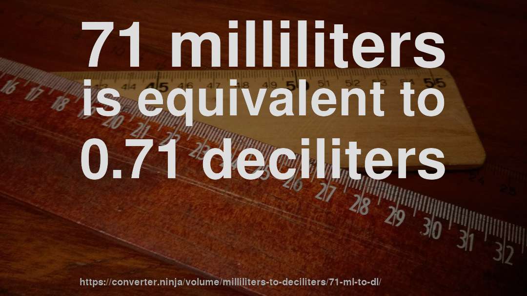 71 milliliters is equivalent to 0.71 deciliters