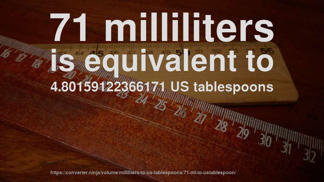 71 milliliters is equivalent to 4.80159122366171 US tablespoons