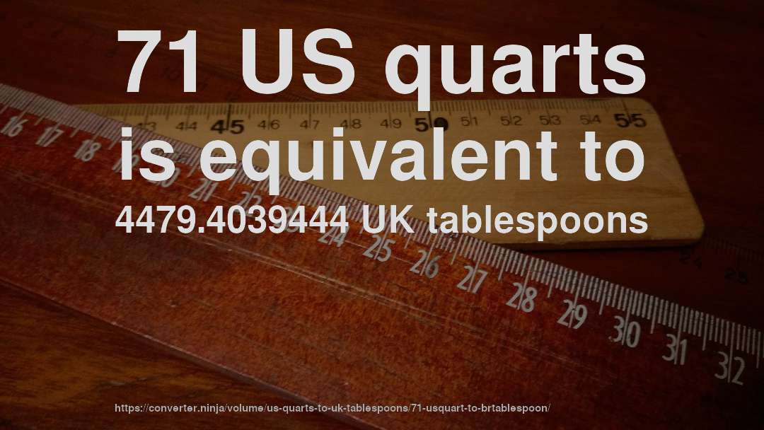 71 US quarts is equivalent to 4479.4039444 UK tablespoons