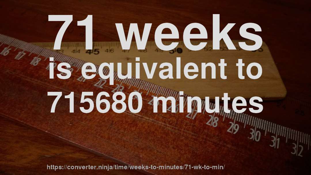71 weeks is equivalent to 715680 minutes