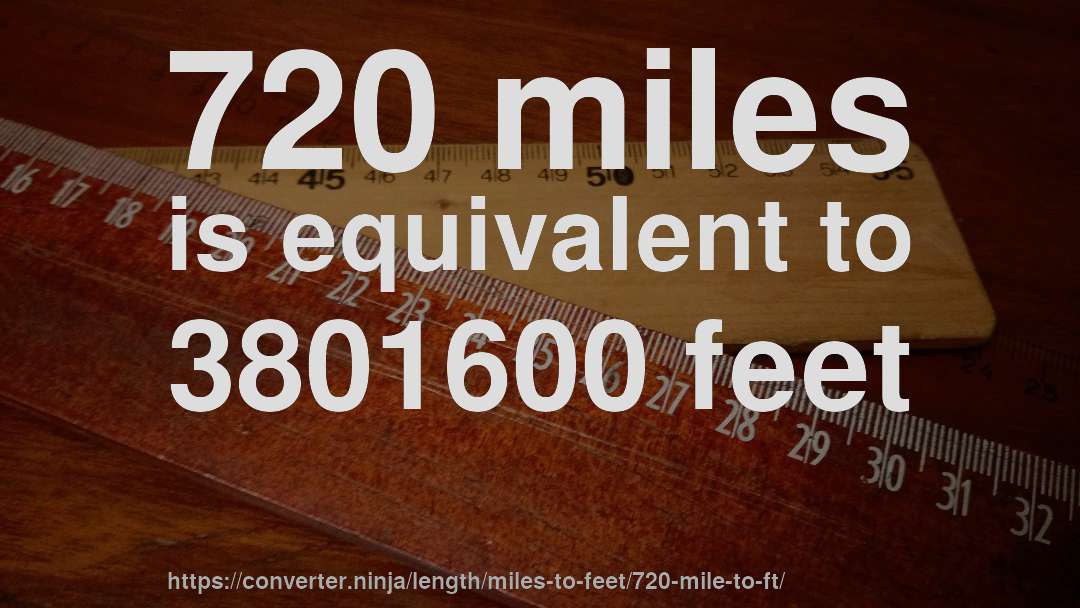 720 miles is equivalent to 3801600 feet