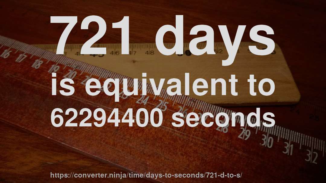 721 days is equivalent to 62294400 seconds