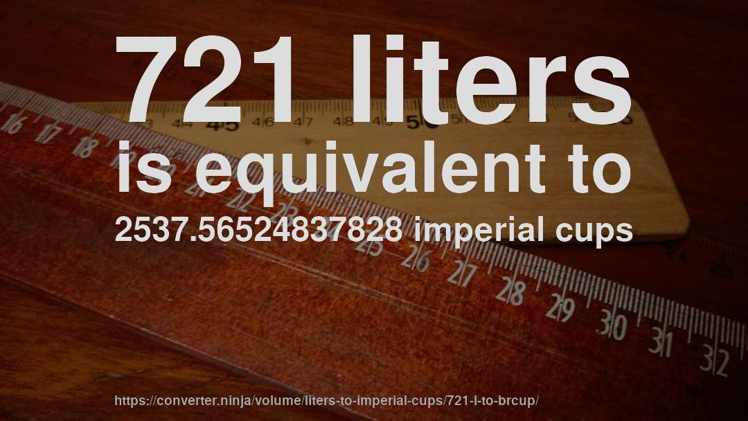 721 liters is equivalent to 2537.56524837828 imperial cups