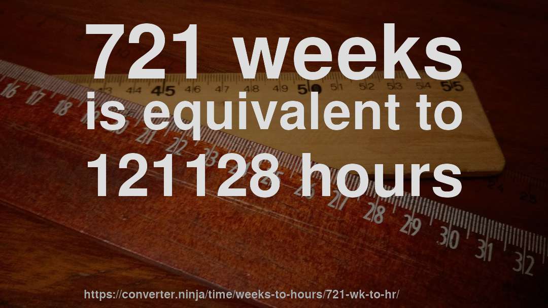 721 weeks is equivalent to 121128 hours
