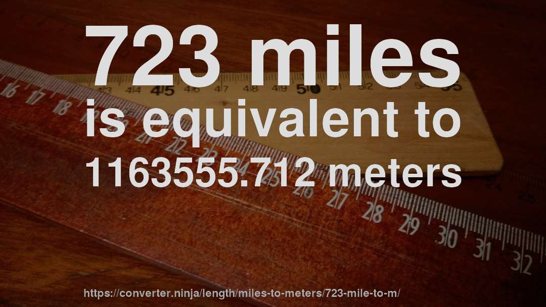 723 miles is equivalent to 1163555.712 meters