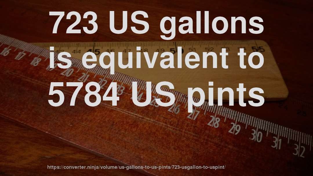 723 US gallons is equivalent to 5784 US pints
