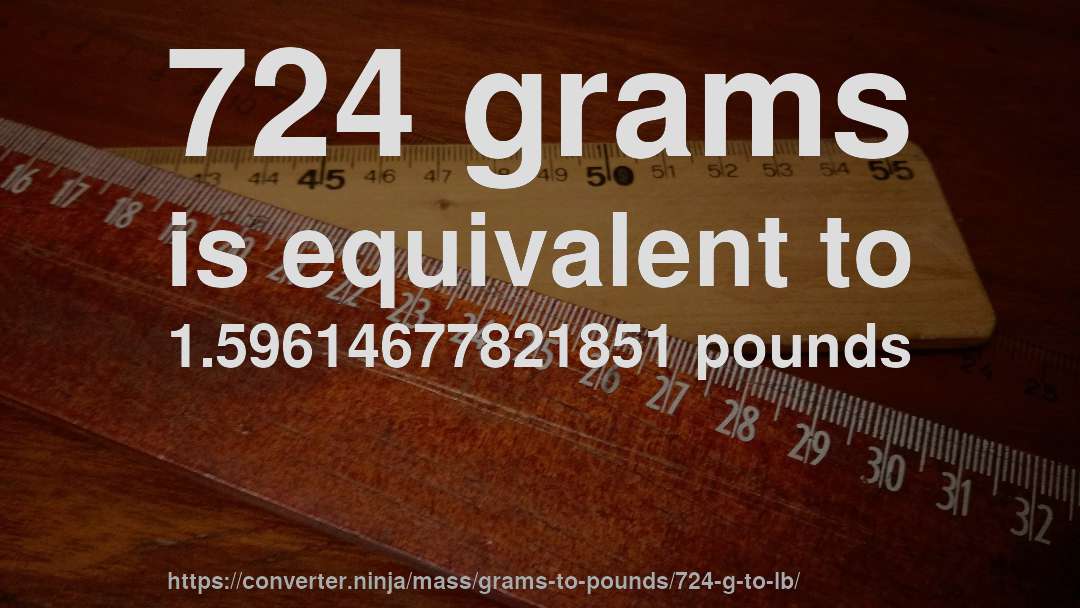724 grams is equivalent to 1.59614677821851 pounds