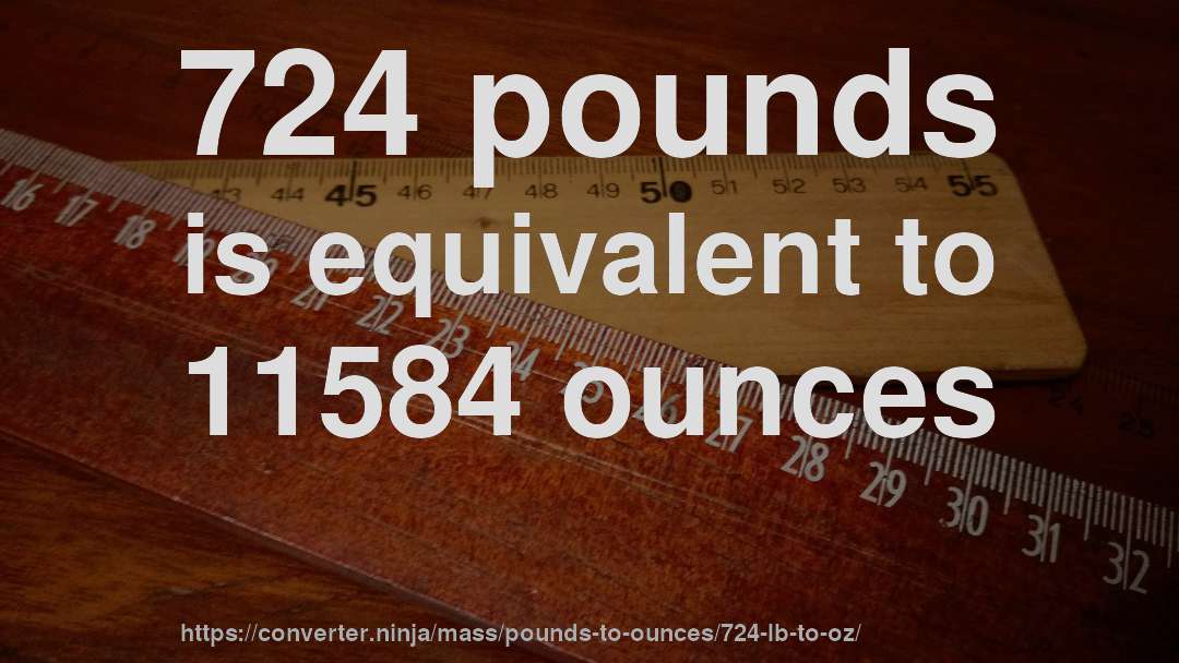 724 pounds is equivalent to 11584 ounces
