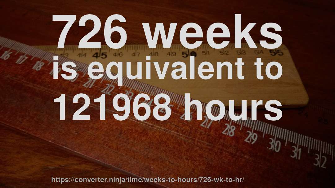 726 weeks is equivalent to 121968 hours