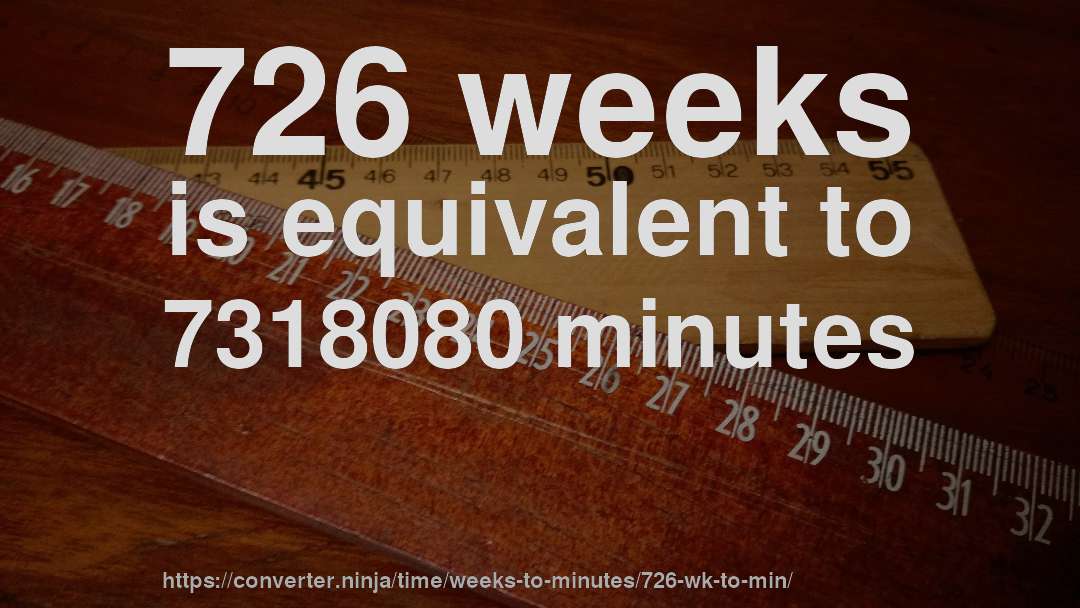 726 weeks is equivalent to 7318080 minutes