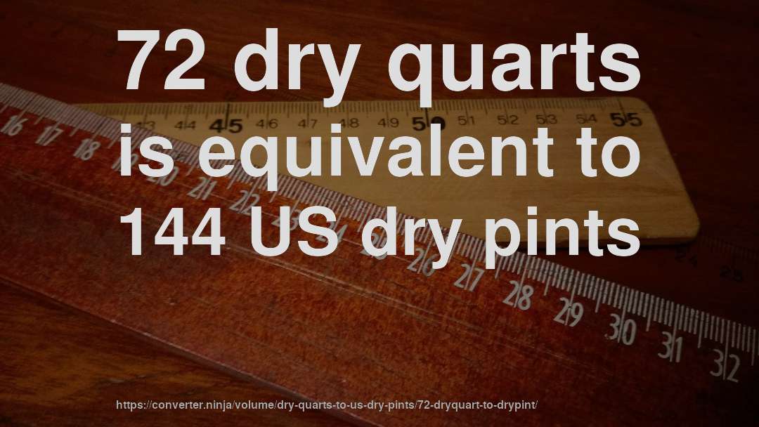 72 dry quarts is equivalent to 144 US dry pints