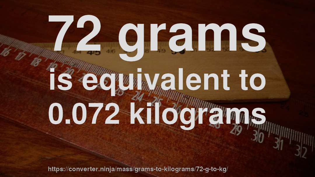 72 grams is equivalent to 0.072 kilograms