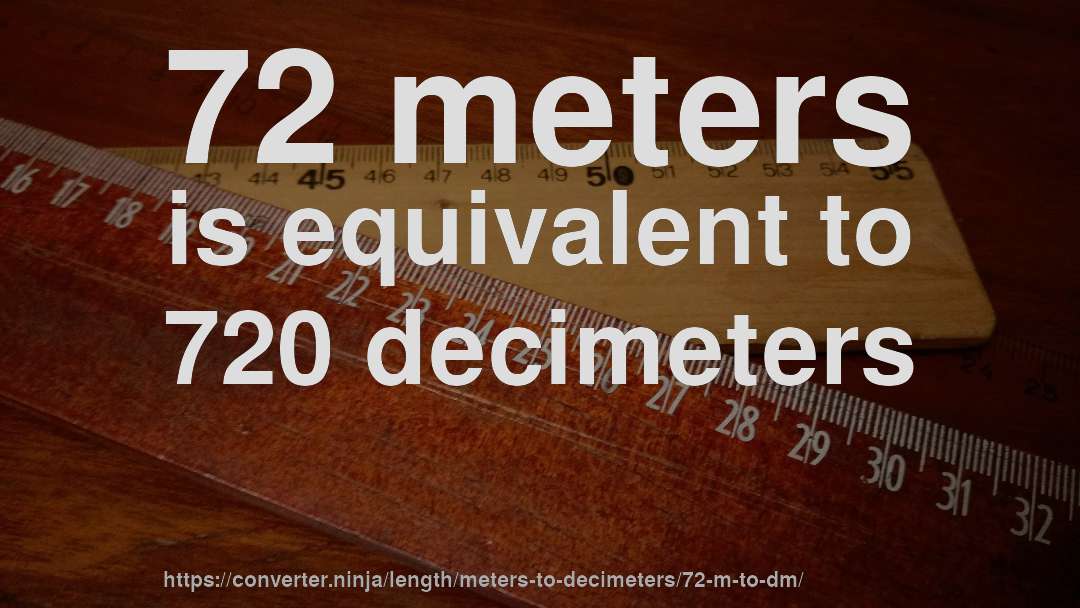 72 meters is equivalent to 720 decimeters
