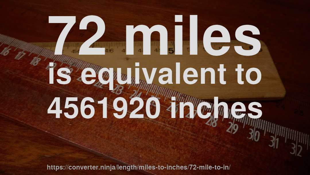 72 miles is equivalent to 4561920 inches