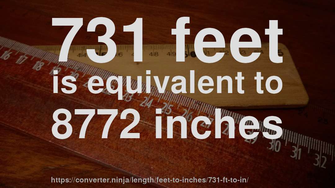 731 feet is equivalent to 8772 inches