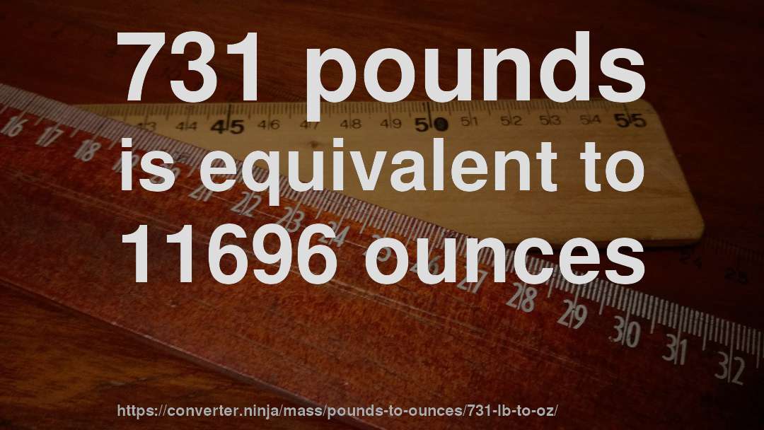 731 pounds is equivalent to 11696 ounces