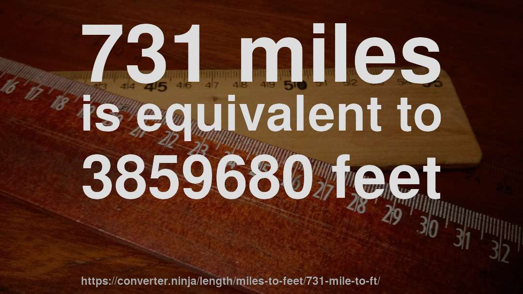 731 miles is equivalent to 3859680 feet