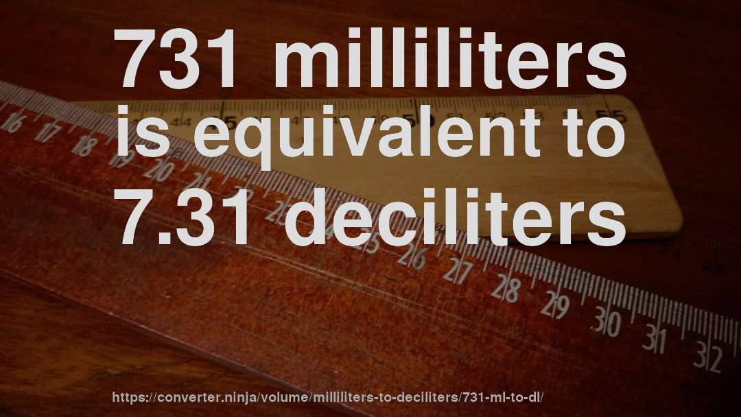 731 milliliters is equivalent to 7.31 deciliters