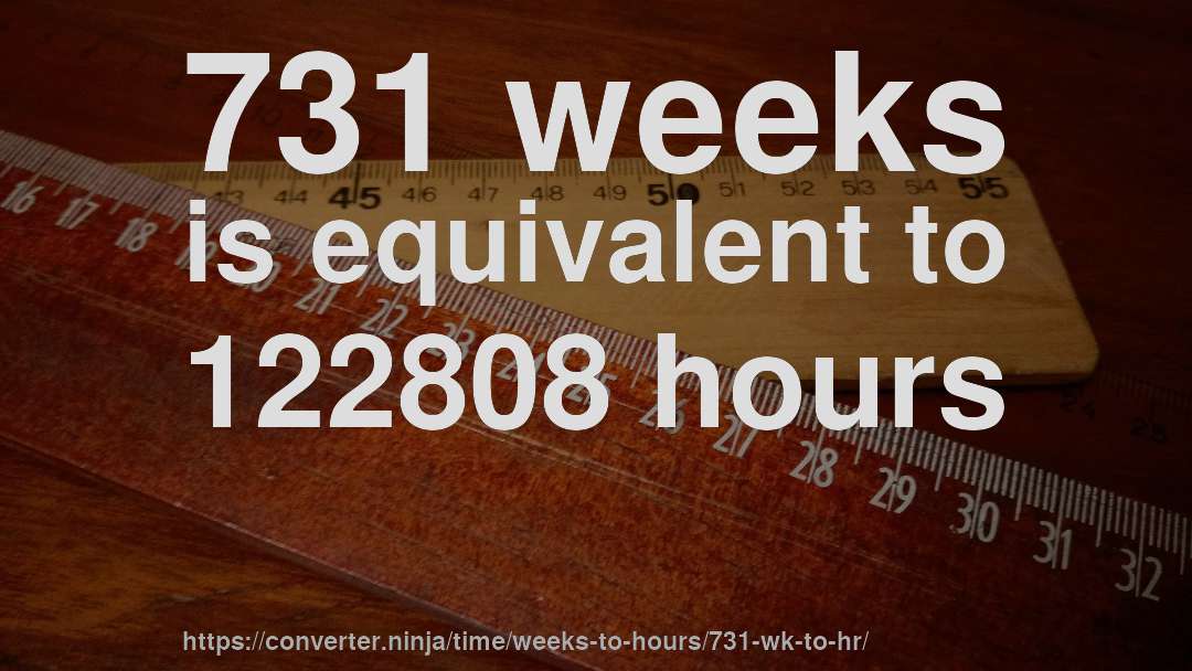 731 weeks is equivalent to 122808 hours