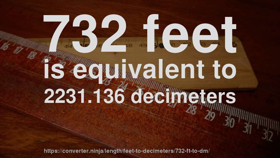 732 feet is equivalent to 2231.136 decimeters