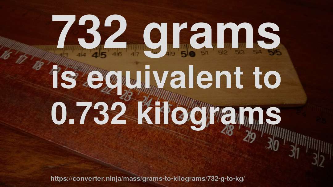 732 grams is equivalent to 0.732 kilograms