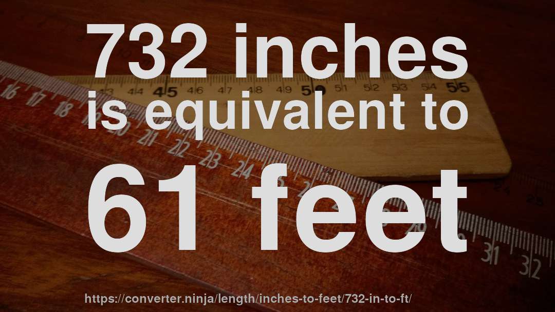 732 inches is equivalent to 61 feet