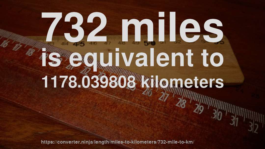 732 miles is equivalent to 1178.039808 kilometers