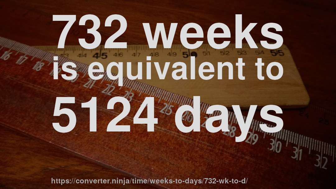 732 weeks is equivalent to 5124 days