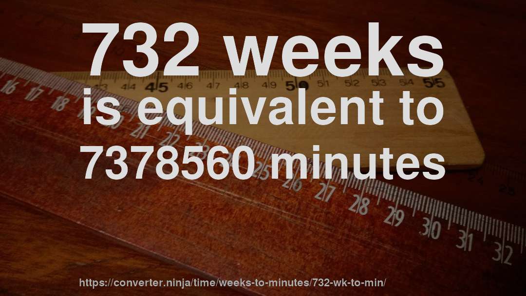 732 weeks is equivalent to 7378560 minutes