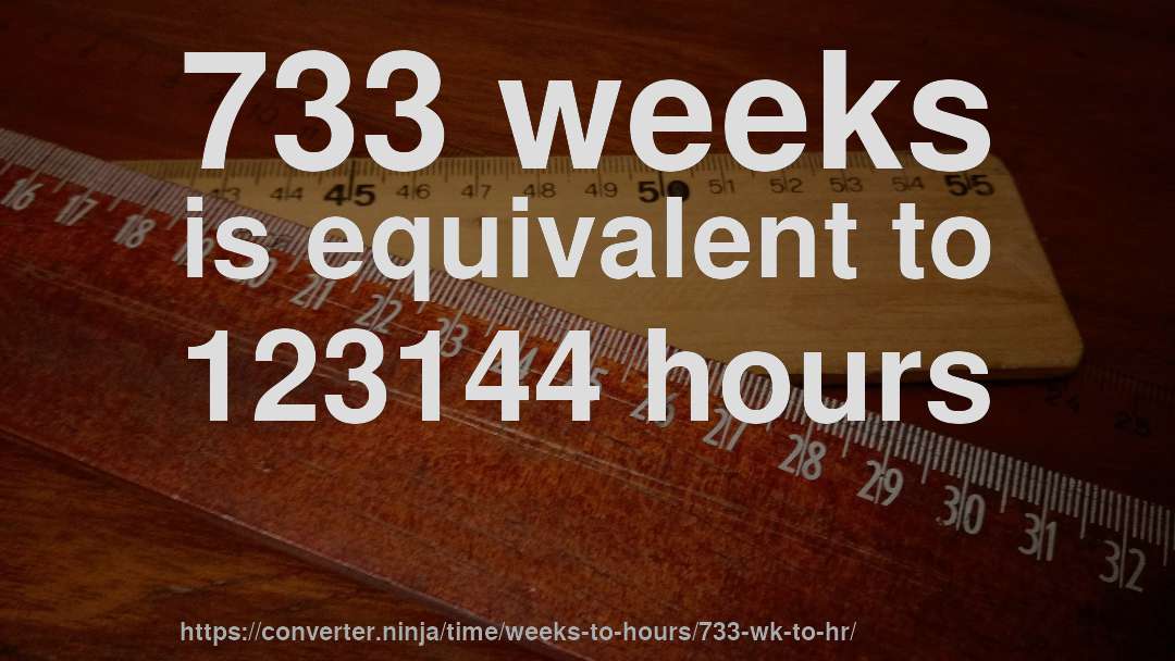 733 weeks is equivalent to 123144 hours