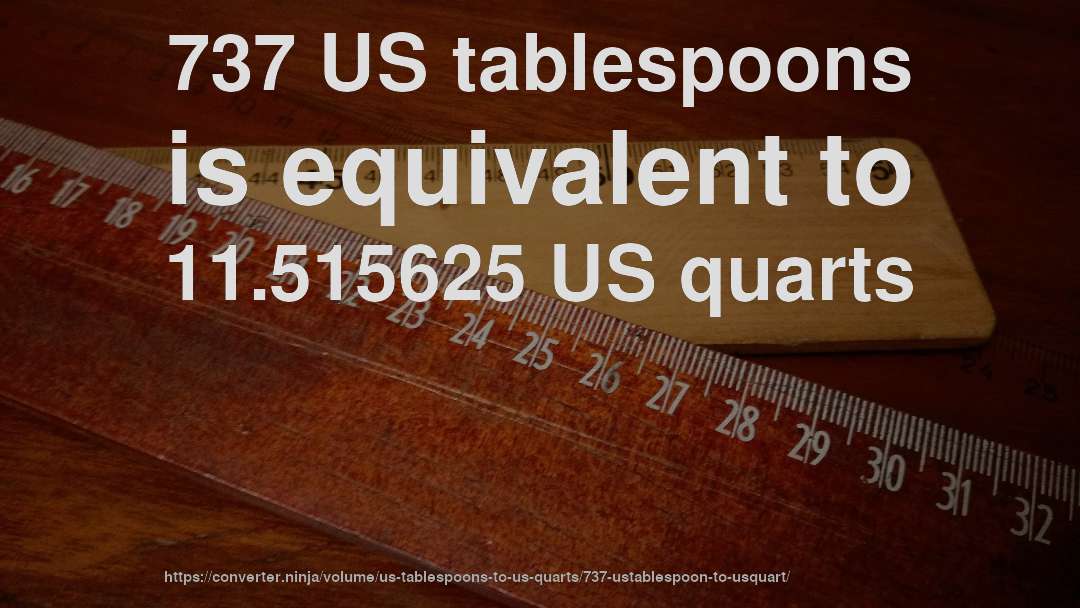 737 US tablespoons is equivalent to 11.515625 US quarts