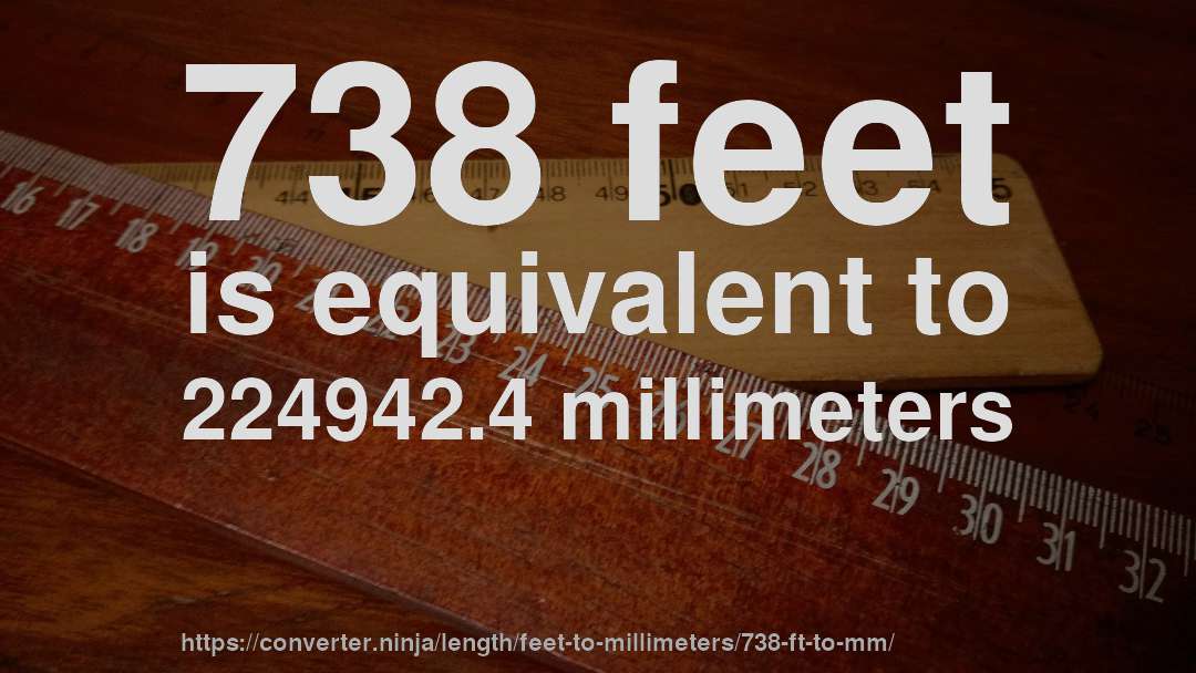 738 feet is equivalent to 224942.4 millimeters