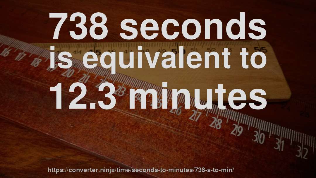 738 seconds is equivalent to 12.3 minutes