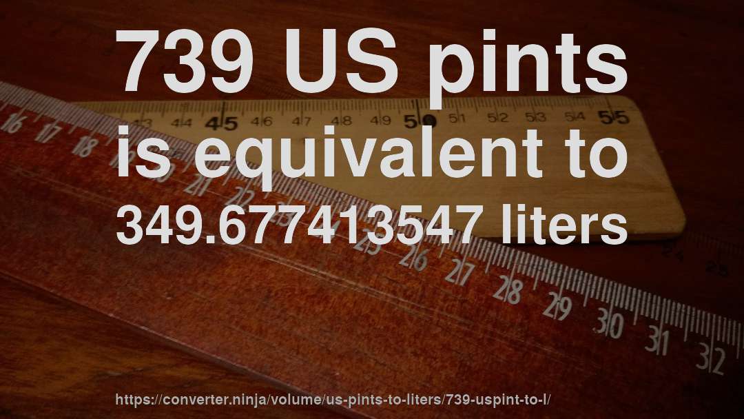 739 US pints is equivalent to 349.677413547 liters