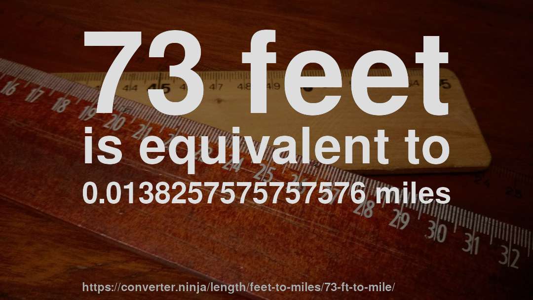 73 feet is equivalent to 0.0138257575757576 miles