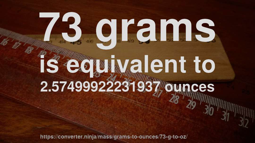 73 grams is equivalent to 2.57499922231937 ounces