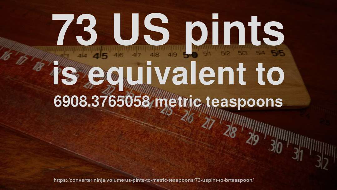 73 US pints is equivalent to 6908.3765058 metric teaspoons