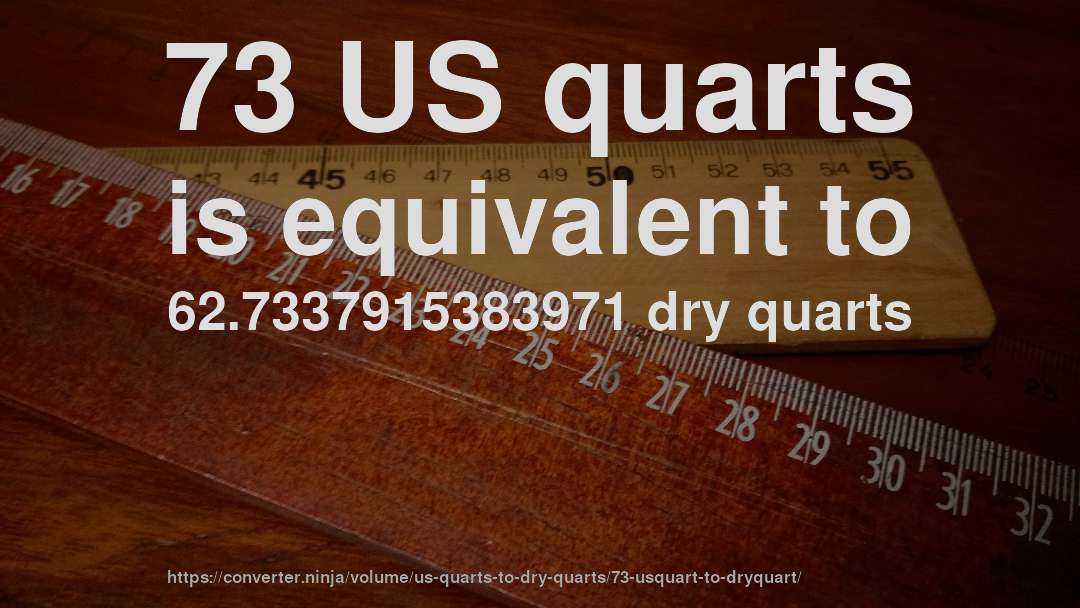 73 US quarts is equivalent to 62.7337915383971 dry quarts