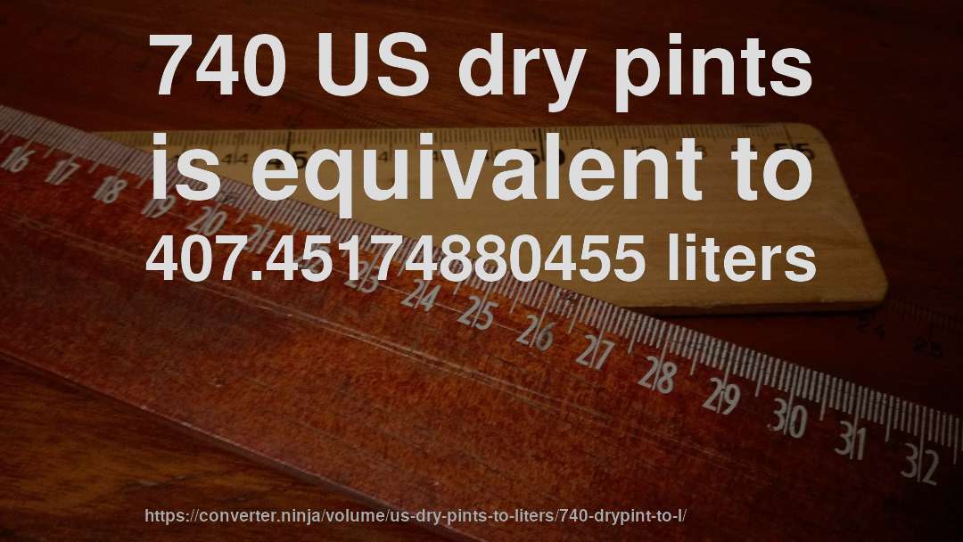 740 US dry pints is equivalent to 407.45174880455 liters