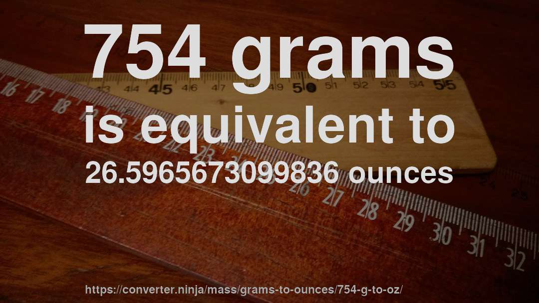 754 grams is equivalent to 26.5965673099836 ounces
