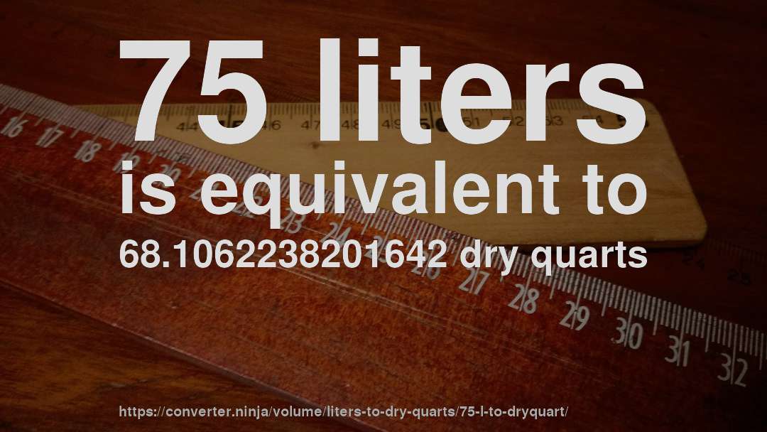 75 liters is equivalent to 68.1062238201642 dry quarts