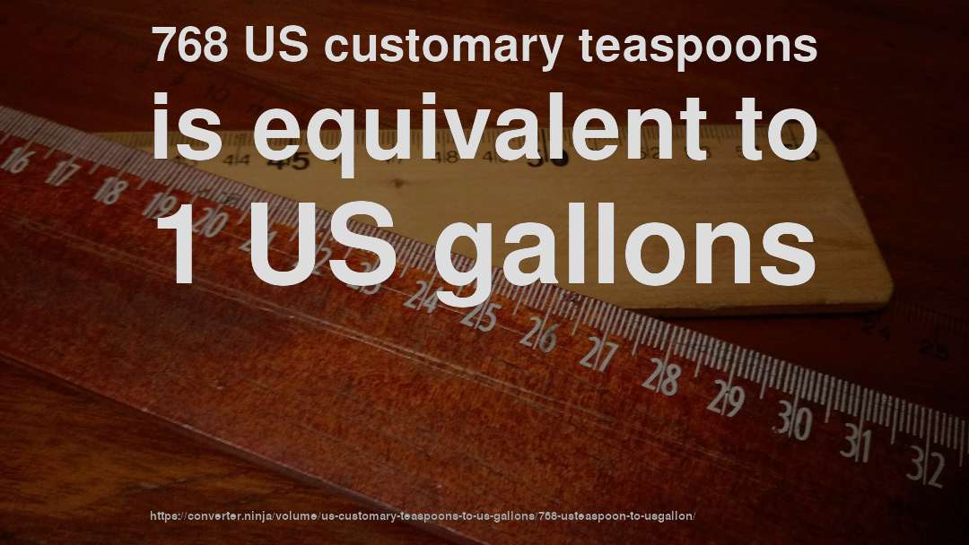 768 US customary teaspoons is equivalent to 1 US gallons