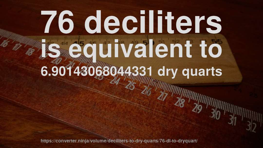 76 deciliters is equivalent to 6.90143068044331 dry quarts