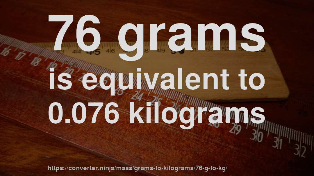 76 grams is equivalent to 0.076 kilograms