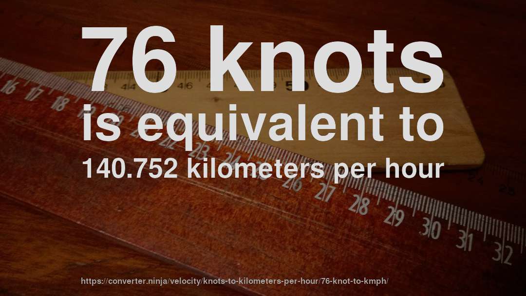 76 knots is equivalent to 140.752 kilometers per hour
