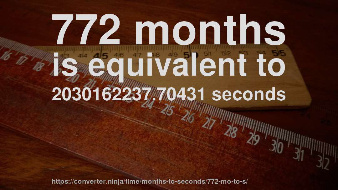 772 months is equivalent to 2030162237.70431 seconds