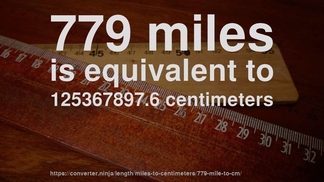 779 miles is equivalent to 125367897.6 centimeters