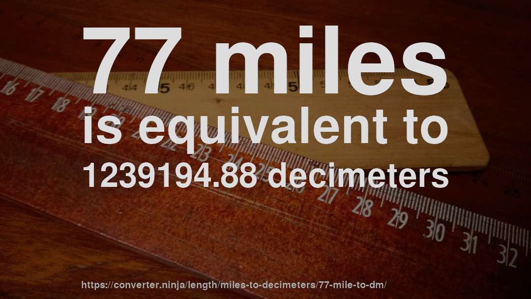 77 miles is equivalent to 1239194.88 decimeters