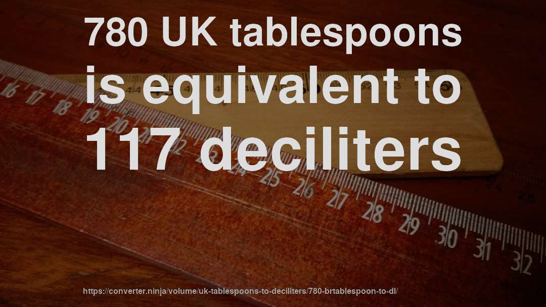 780 UK tablespoons is equivalent to 117 deciliters
